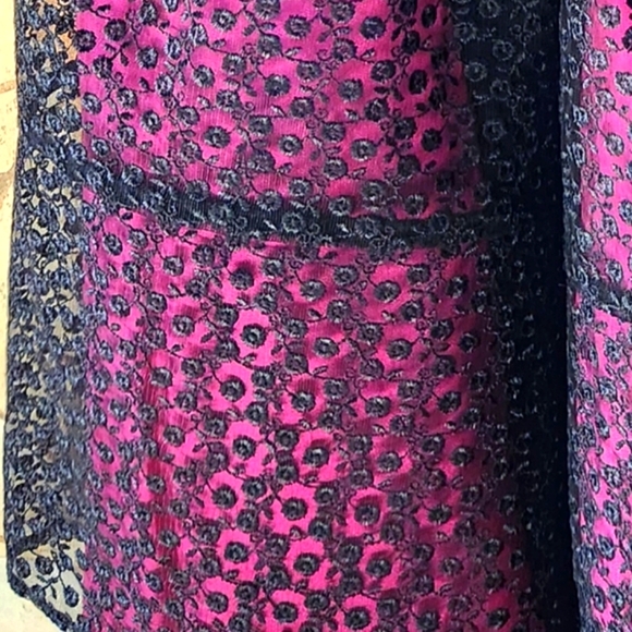 BETSEY JOHNSON Y2k Strapless Black Lace Hot Pink Satin Slip Zip Mini Dress - Picture 2 of 16